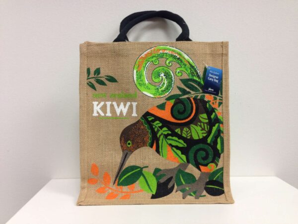 kiwi and leaves shopping bag