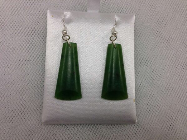 New Zealand Greenstone (Pounamu) Polished Drop Earrings