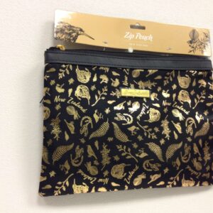 Black & Gold Birds Zip Pouch.