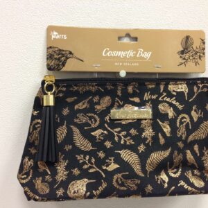 Black & Gold Birds Cosmetic Bag