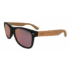 Moana Road 50/50 Sunglasses with Black Frames, Wooden Arms and Pink Lenses