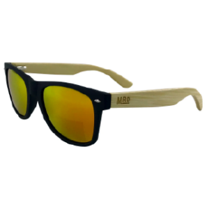 Moana Road 50/50 Sunglasses with Black Frames, Wooden Arms and Yellow Lenses