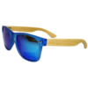 Moana Road Blue 50/50 Sunglasses with Wooden Arms and Blue Reflective Lenses