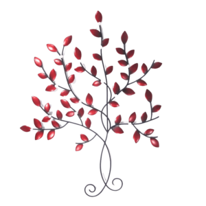 Red and Black Branches Metal Wall Art