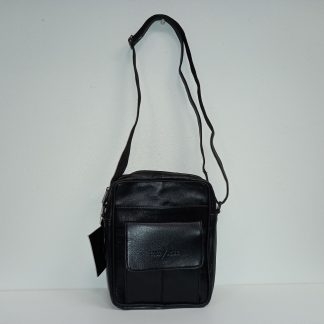 Black Leather Organiser Shoulder Bag