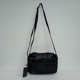 Black Leather Compact Shoulder Bag