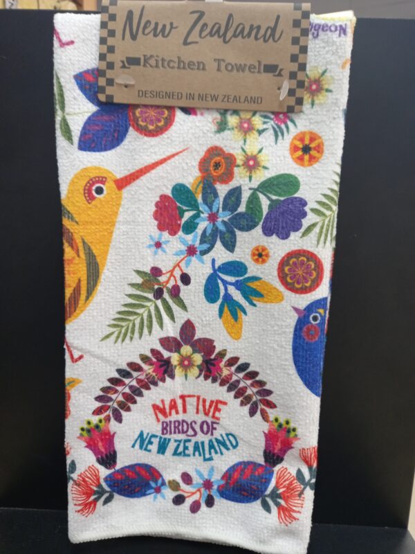 Retro Birds Hand Towel - White